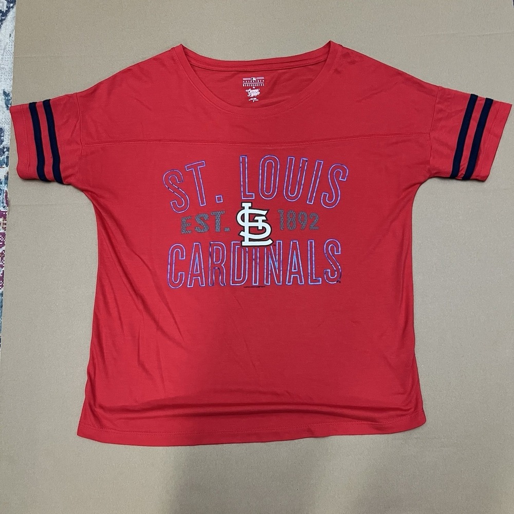 MLB Genuine Merchandise Womens Red‎ Short Sleeve St Louis Cardinals Shirt Size S